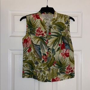 Kathleen Sommers Floral Sleeveless Top - Green and Red